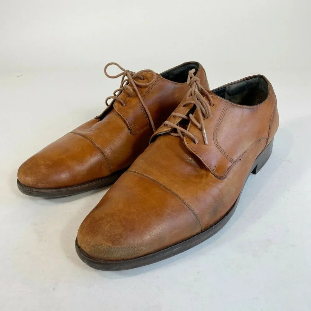 Cole Haan Men Henry Grand Cap Toe Oxford Dress Shoes Brown US 10M Leather C24519